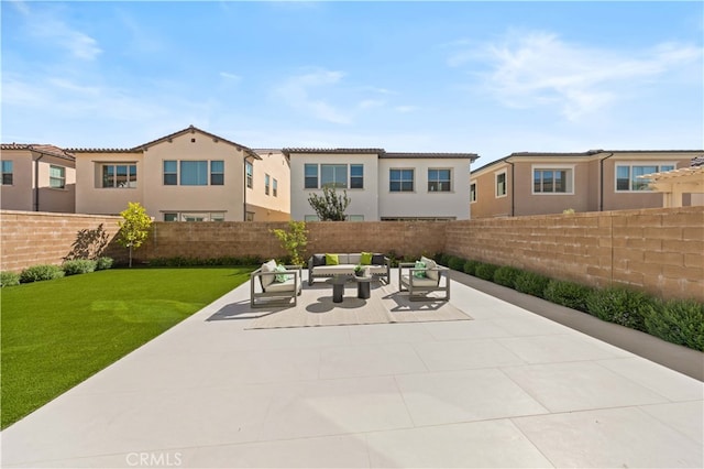 108 Hyperion, Irvine, CA 92618 - view of patio / terrace featuring an outdoor living space and a fenced backyard