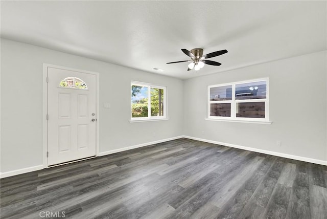 217 N Sacramento, Willows, CA 95988 - foyer entrance with ceiling fan, dark wood-style flooring, and baseboards