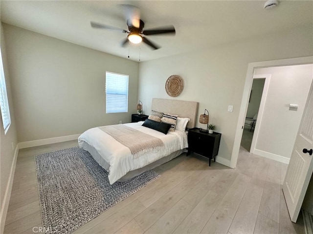 2209 W Glendon Way, Alhambra, CA 91803 - bedroom featuring multiple windows, light wood-type flooring, baseboards, and ceiling fan