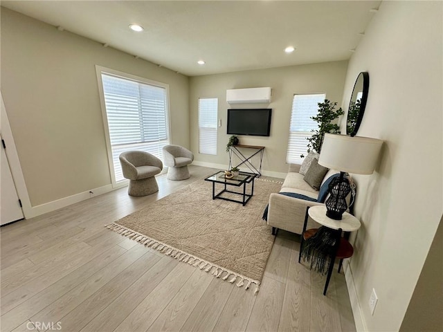 2209 W Glendon Way, Alhambra, CA 91803 - living area with baseboards, wood finished floors, recessed lighting, and a wall unit AC
