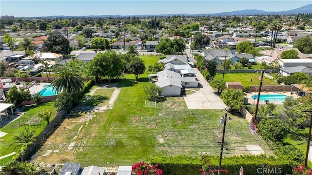 bird's eye view with a mountain view and a residential view