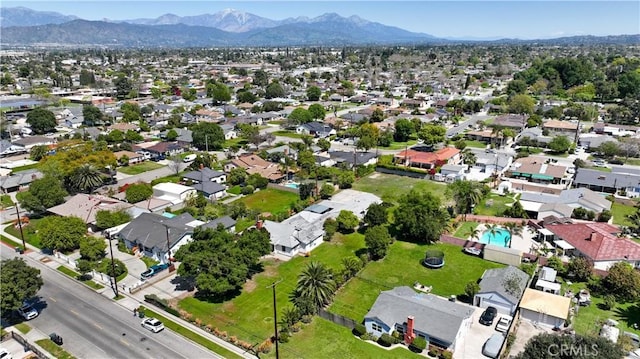 bird's eye view with a mountain view