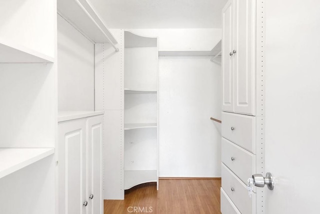walk in closet featuring light wood finished floors