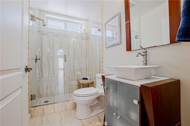 424 Camino De Encanto, Redondo Beach, CA 90277 - bathroom with a stall shower, vanity, and toilet