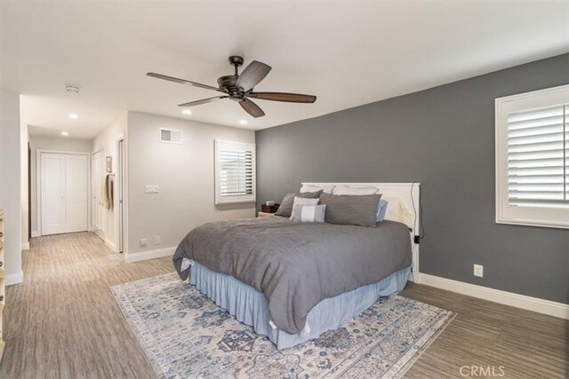 57 B Surfside Ave, Surfside, CA 90743 - bedroom featuring recessed lighting, visible vents, baseboards, and wood finished floors