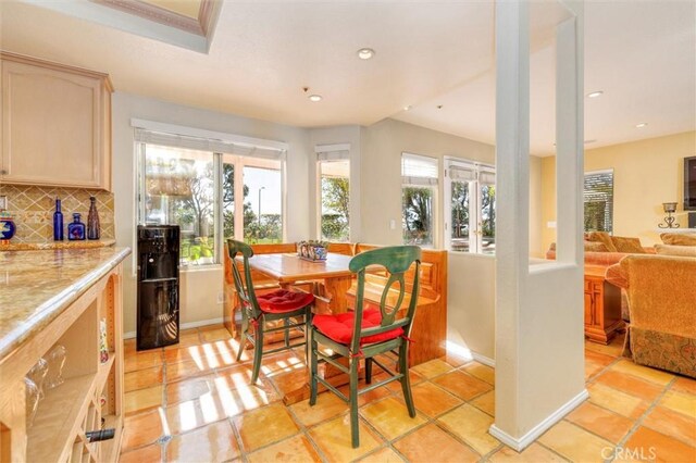 17816 Tuscan Dr, Granada Hills, CA 91344 - dining area with plenty of natural light, baseboards, recessed lighting, and light tile patterned flooring