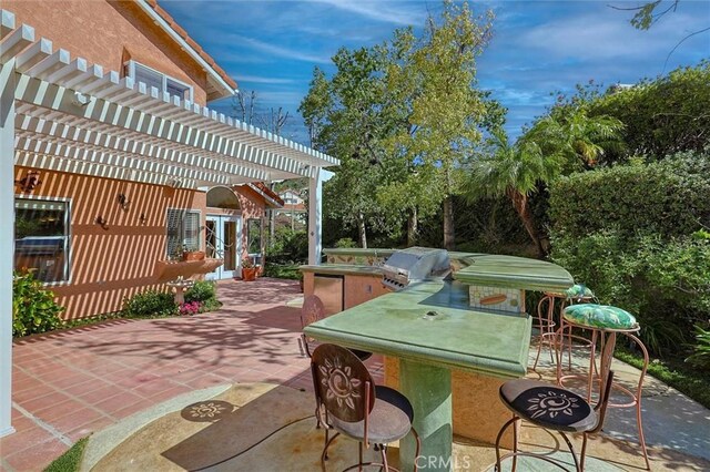 17816 Tuscan Dr, Granada Hills, CA 91344 - view of patio featuring a pergola and french doors