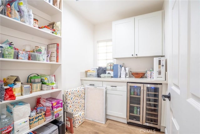 storage area featuring wine cooler