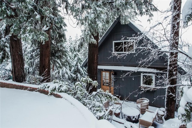 view of snowy exterior