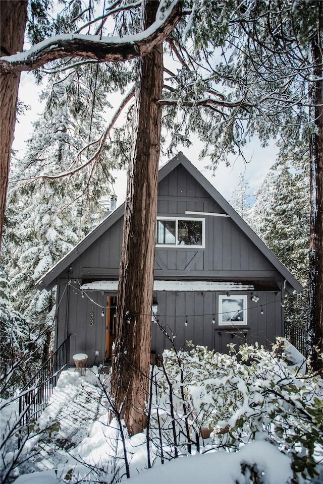 view of snowy exterior