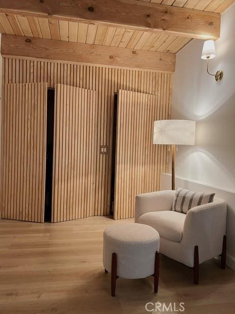 view of sauna / steam room with wood finished floors