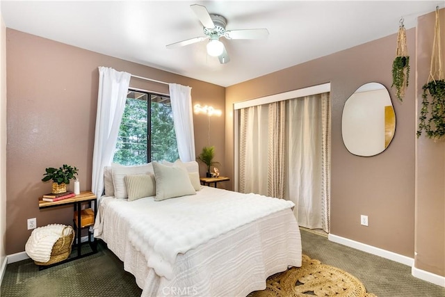 862 Strawberry Peak Rd, Twin Peaks, CA 92391 - carpeted bedroom featuring baseboards and a ceiling fan