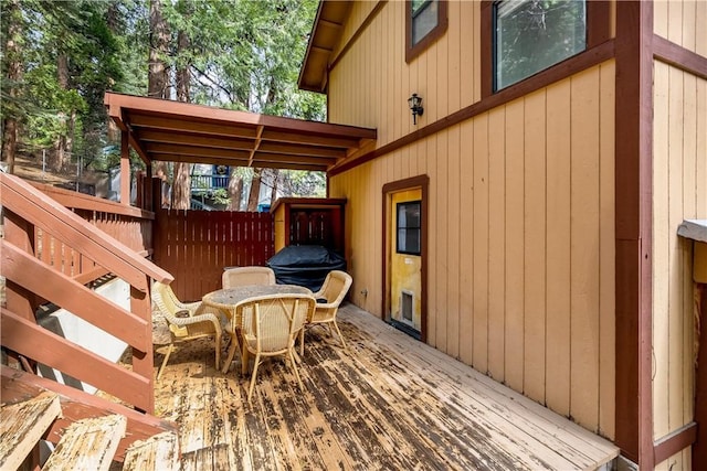 862 Strawberry Peak Rd, Twin Peaks, CA 92391 - wooden terrace with fence and outdoor dining space