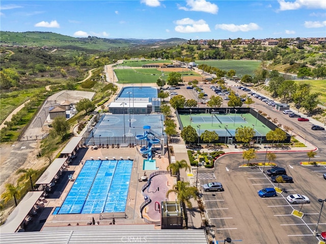 17245 Eagle Canyon Pl, San Diego, CA 92127 - drone / aerial view of a pool and a mountainous background