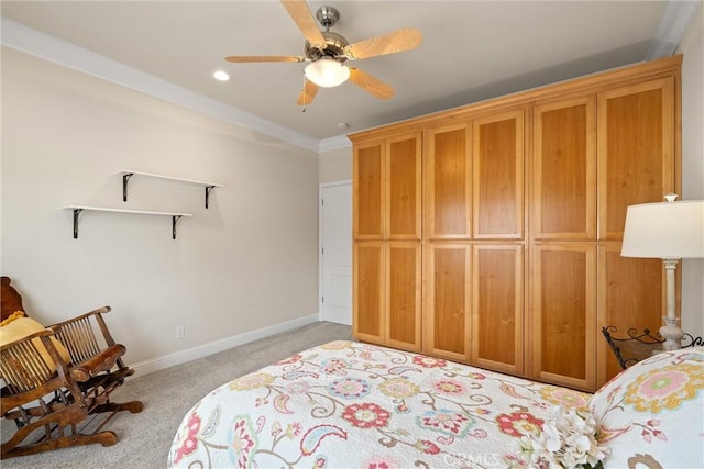 2327 Via Calle Ct, Durham, CA 95938 - bedroom featuring baseboards, recessed lighting, ceiling fan, and light carpet