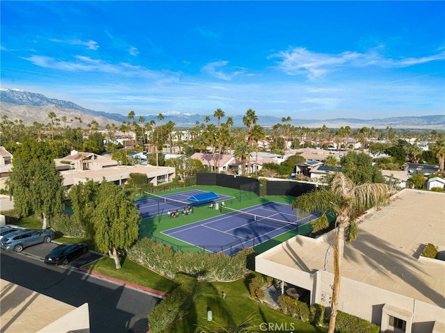 birds eye view of property featuring a residential view and a mountain view