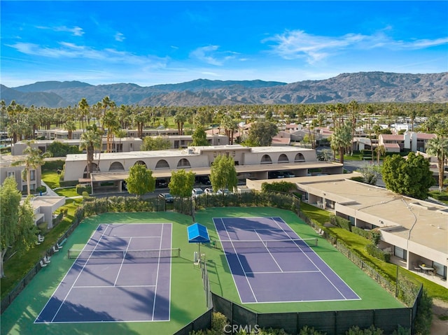 birds eye view of property with a residential view and a mountain view