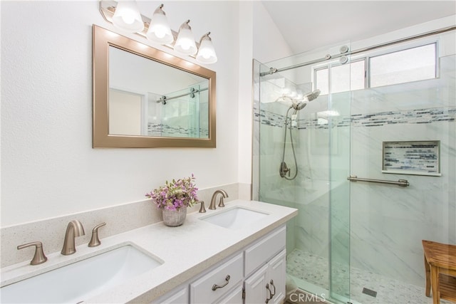883 Riviera Ave, Banning, CA 92220 - bathroom with a stall shower and double vanity