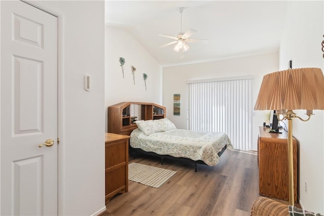 750 Diamante, San Jacinto, CA 92583 - bedroom featuring lofted ceiling, wood finished floors, and a ceiling fan