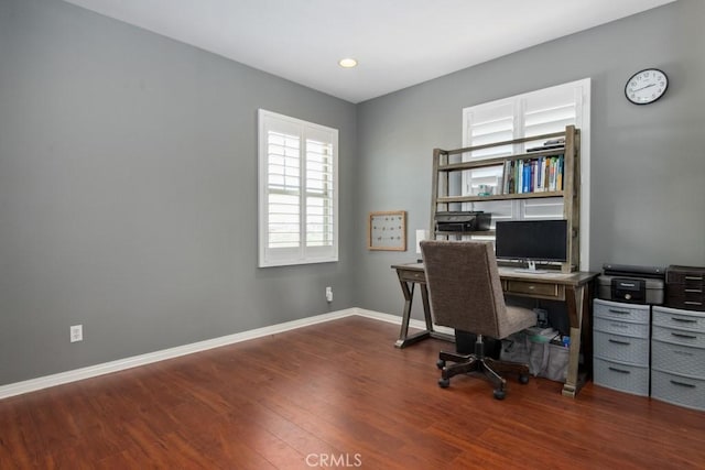 16550 Catalonia Dr, Riverside, CA 92504 - office featuring wood finished floors, baseboards, and recessed lighting