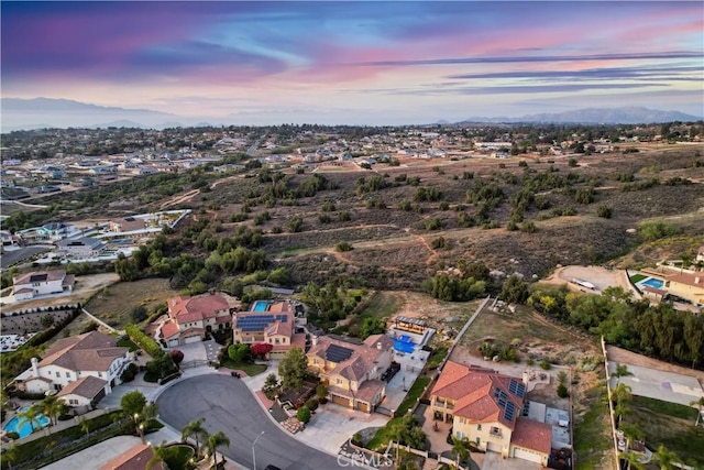drone / aerial view with a mountain view