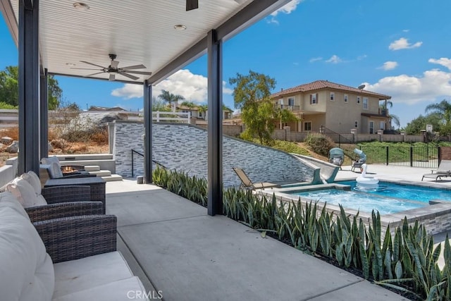 16550 Catalonia Dr, Riverside, CA 92504 - view of patio / terrace with a ceiling fan and fence