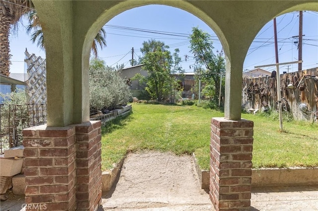 view of yard with a fenced backyard