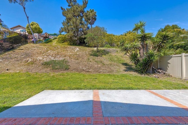 view of yard with a patio area and fence