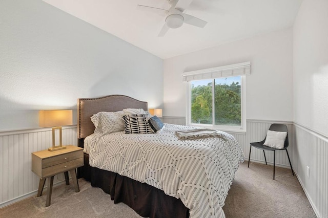 1024 Cottage Way, Encinitas, CA 92024 - bedroom with carpet, wainscoting, and ceiling fan