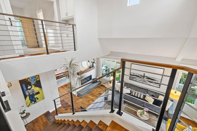 1024 Cottage Way, Encinitas, CA 92024 - staircase featuring plenty of natural light and wood finished floors