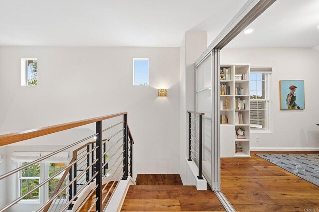 1024 Cottage Way, Encinitas, CA 92024 - staircase featuring hardwood / wood-style floors, healthy amount of natural light, baseboards, and recessed lighting