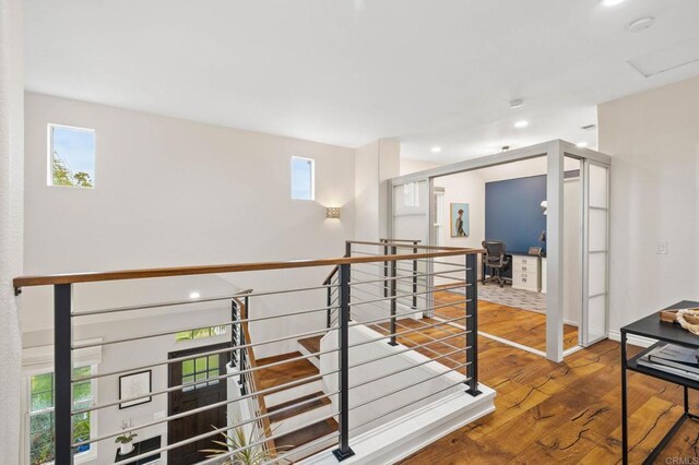 1024 Cottage Way, Encinitas, CA 92024 - hall featuring wood finished floors, an office area, and recessed lighting