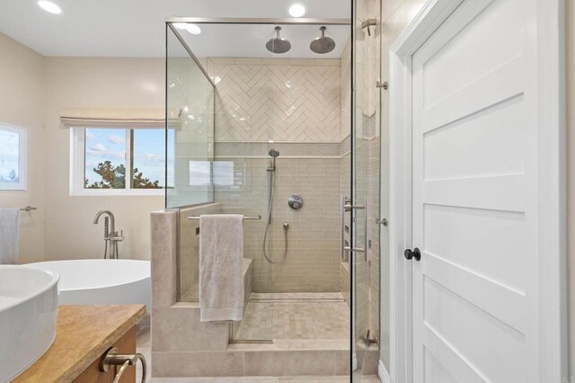 1024 Cottage Way, Encinitas, CA 92024 - full bathroom featuring a shower stall, vanity, and recessed lighting