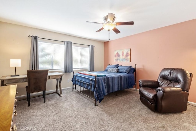 11530 Oak St, Apple Valley, CA 92308 - bedroom with light carpet, baseboards, and a ceiling fan