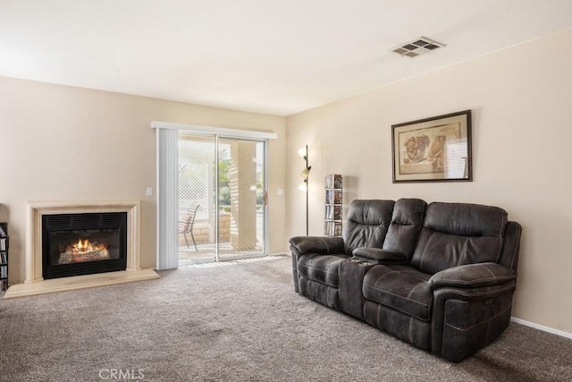 11530 Oak St, Apple Valley, CA 92308 - carpeted living room featuring a glass covered fireplace
