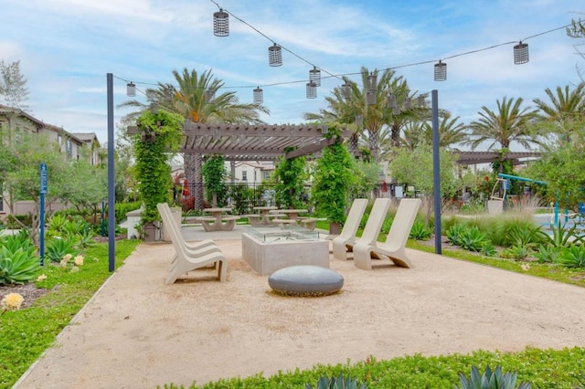 1771 Laurelwood Way, Oceanside, CA 92056 - view of patio with a fire pit and a pergola