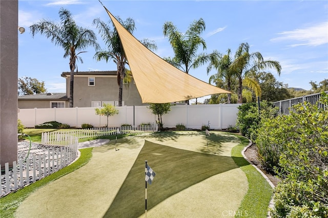 view of yard with a fenced backyard