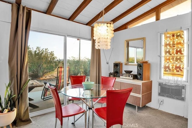 63854 Orion Rd, Joshua Tree, CA 92252 - dining area featuring a chandelier and cooling unit