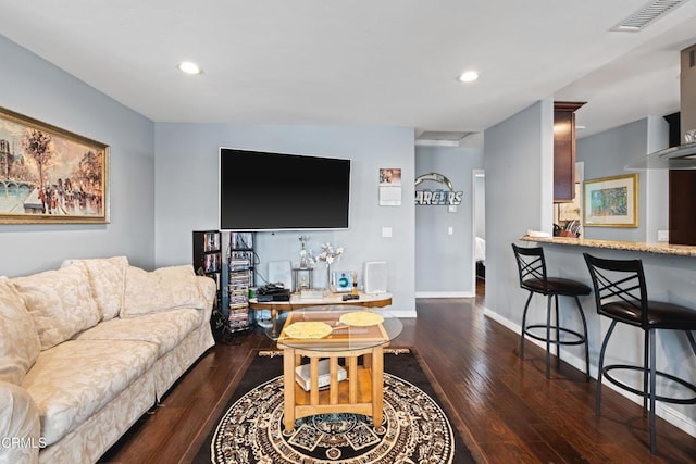 1257 S G St, Oxnard, CA 93033 - living area featuring recessed lighting, baseboards, visible vents, and hardwood / wood-style flooring