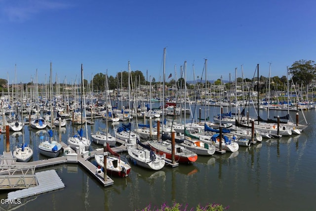 view of dock featuring a water view