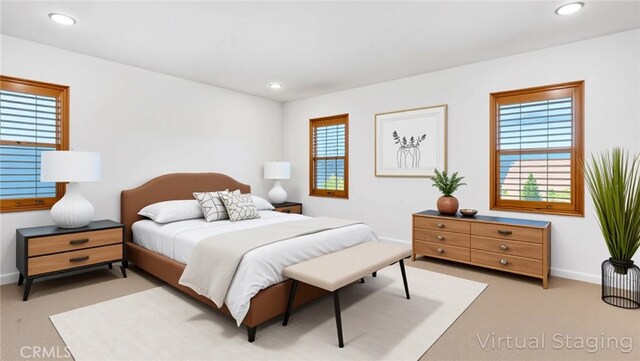 24845 Elison Ct, Corona, CA 92883 - bedroom with baseboards, recessed lighting, and light colored carpet
