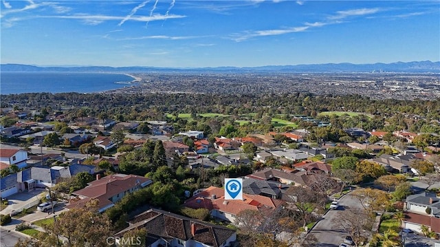 bird's eye view featuring a mountain view and a residential view