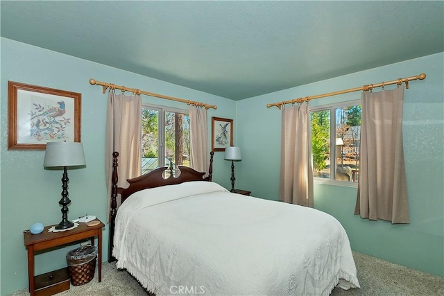 bedroom featuring multiple windows and carpet floors