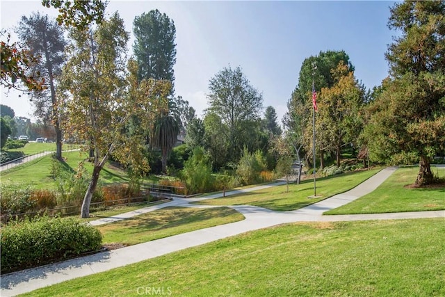 view of property's community featuring a yard