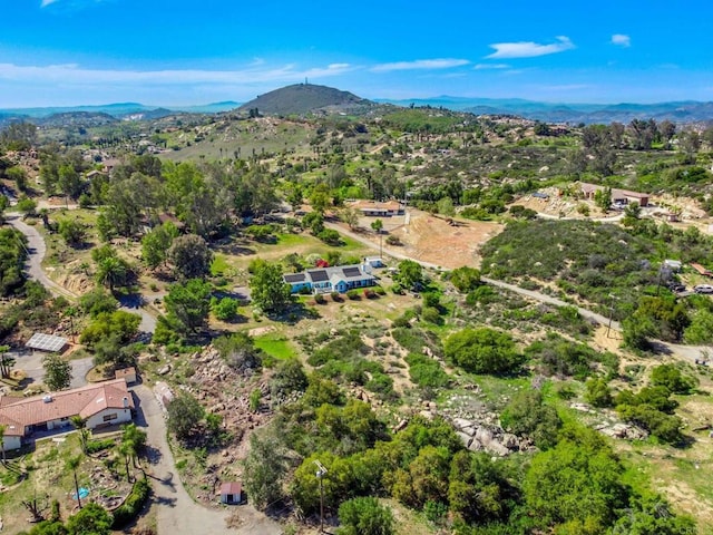 birds eye view of property with a mountain view
