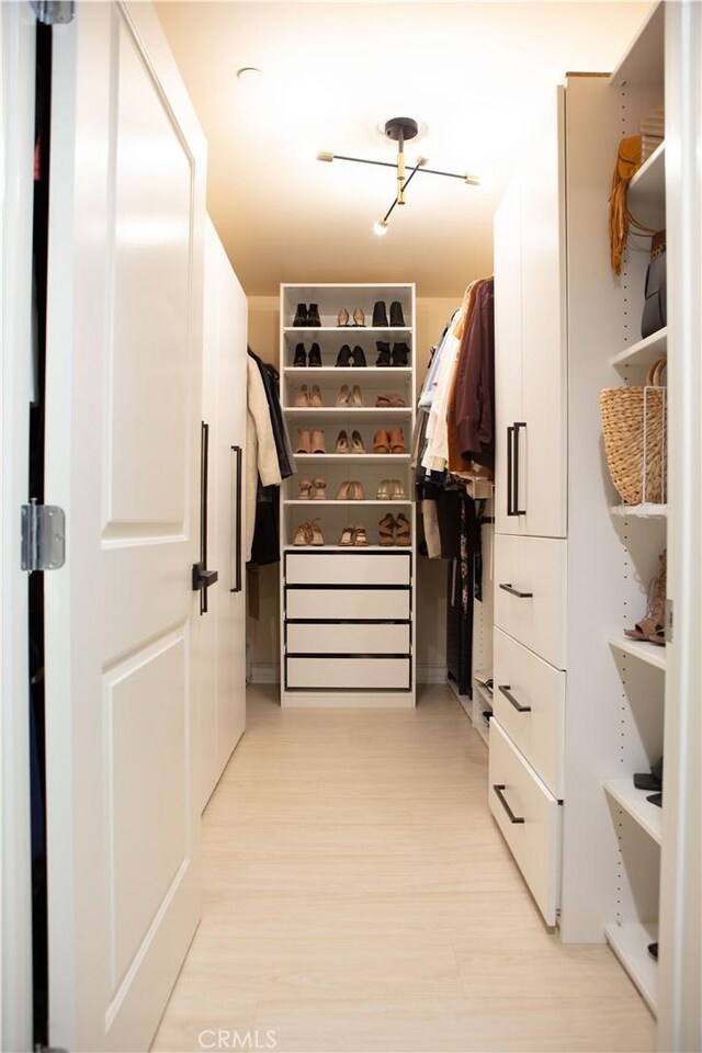 spacious closet with light wood-style floors