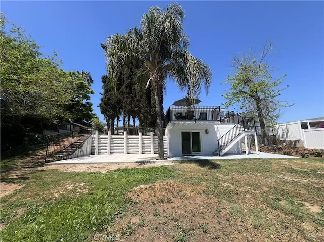 4912 Shaw Ln, Yorba Linda, CA 92886 - back of property featuring stairway and a wooden deck