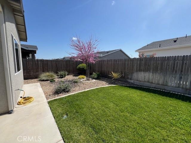 view of yard featuring a fenced backyard