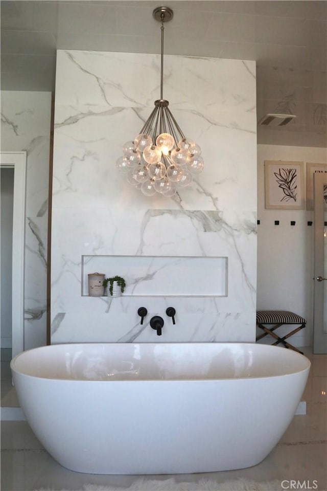 2493 Sierra Bella Dr, Corona, CA 92882 - full bath with a chandelier and a soaking tub