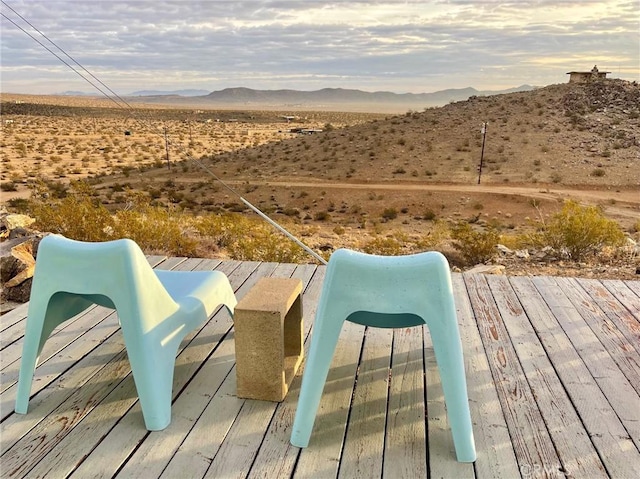 63465 Belmont St, Joshua Tree, CA 92252 - wooden deck featuring a mountain view and a desert view